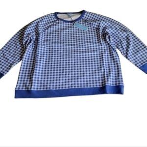 $85 NEW 2X DRAPER JAMES BLUE WHITE FRENCH TERRY REVERSE WEAVE SWEATSHIRT TOP NWT